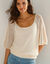 Pull loose manches coude, maille fantaisie (naturel)