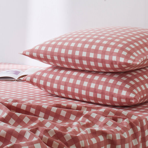 Linge de lit Lou en flanelle imprim&eacute;e (bois de rose)