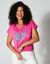 T-shirt imprimé placé "papillon" (rose)