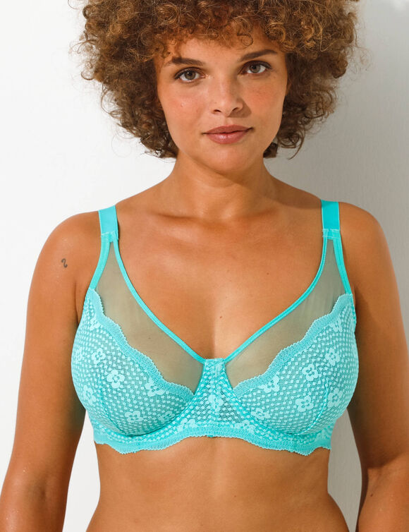 Soutien-gorge forme minimiseur avec armatures en tulle et dentelle - lot de 2 (vert + menthe)