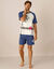 Pyjama short motif bambou (écru / indigo)