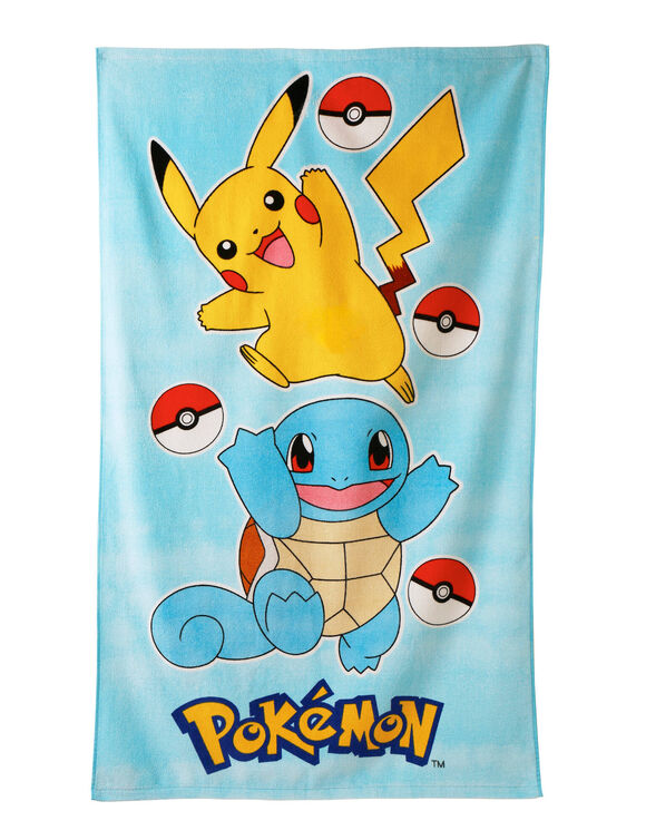 Drap de bain enfant Pokemon®, éponge et velours coton - 320g/m2 (bleu)