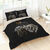 Linge de lit Ginkgo coton motif feuilles (noir / écru)