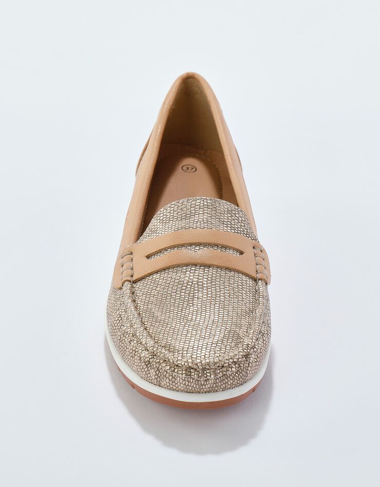 Mocassins fantaisie effet python (doré)