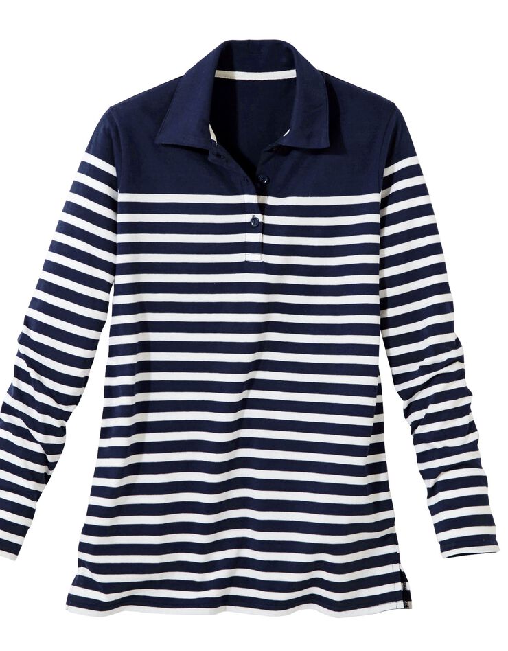 Polo rayé maille jersey (marine / blanc cassé) Polo rayé maille jersey (marine / blanc cassé)