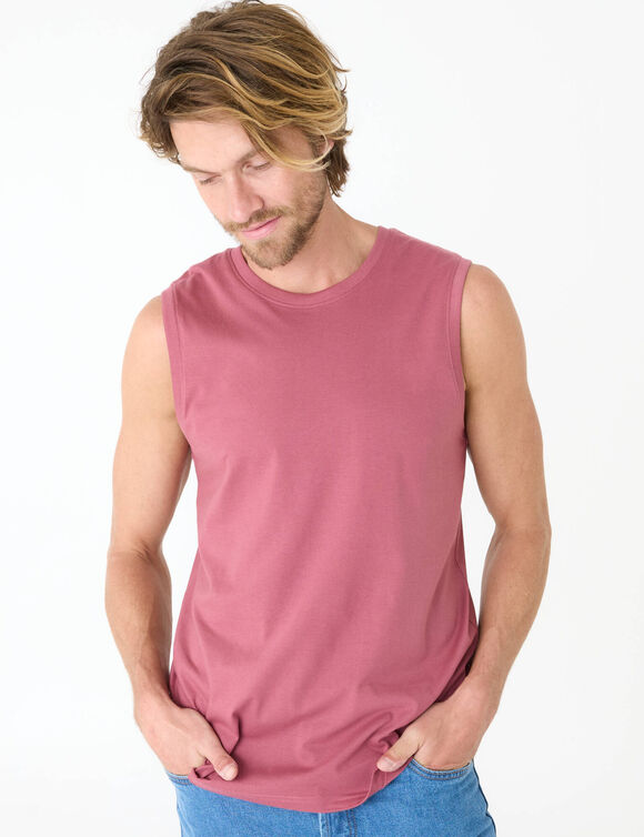 T-shirt col rond sans manches - lot de 3 (rose fonc&eacute; + rose clair + beige)