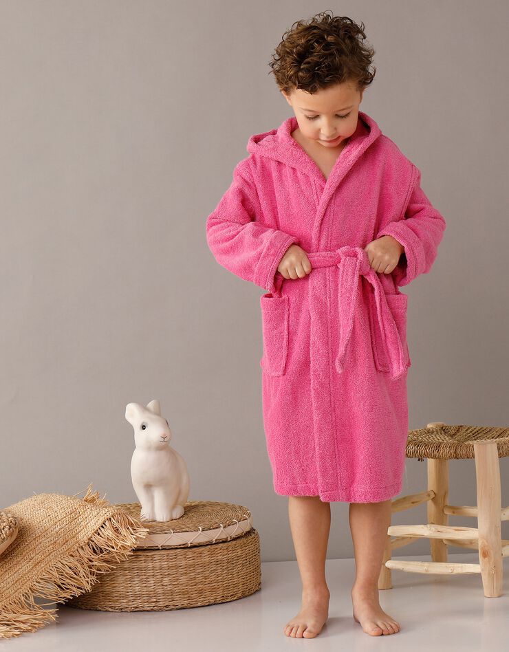 Peignoir enfant éponge bouclette à capuche (fuchsia)