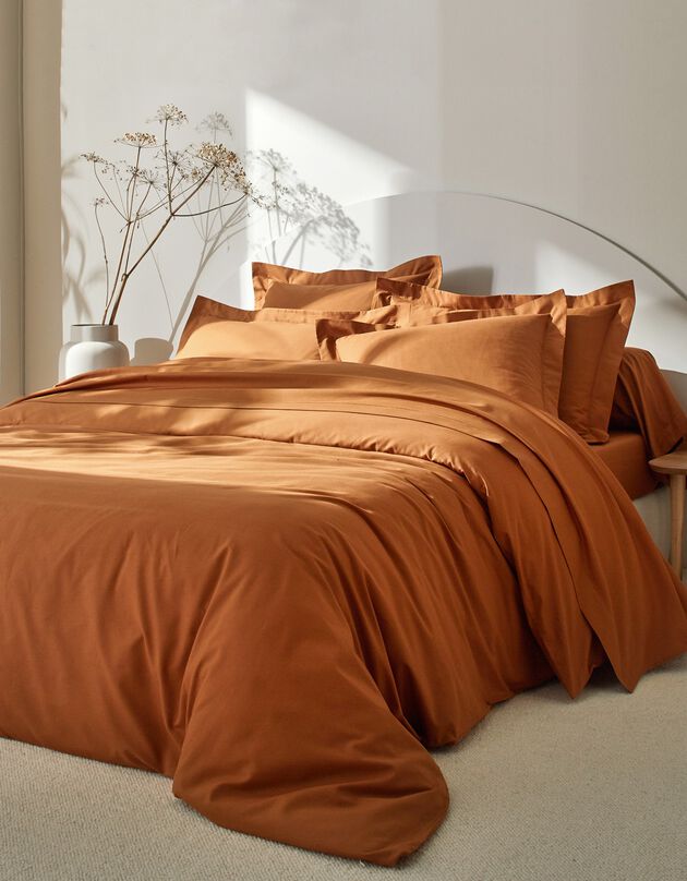 Linge de lit uni coton (châtaigne)