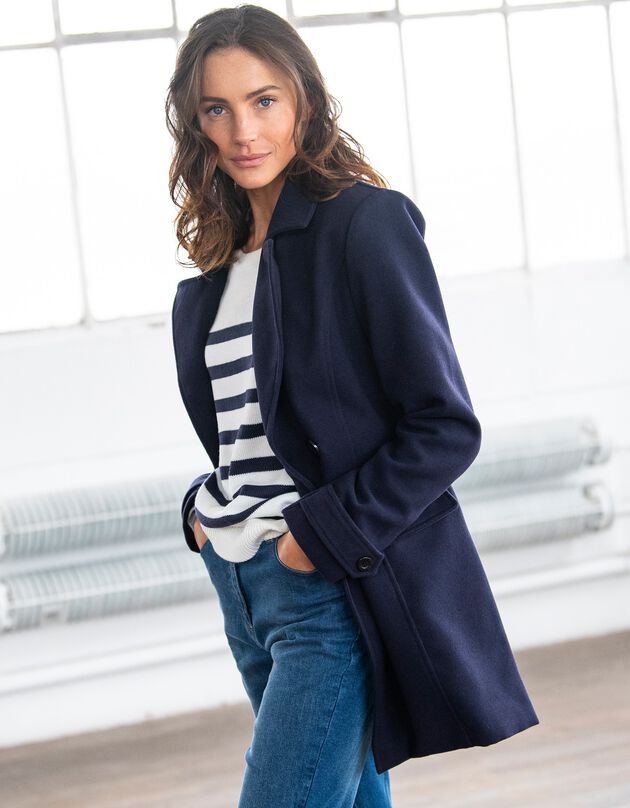 Manteau caban aspect drap de laine (marine)