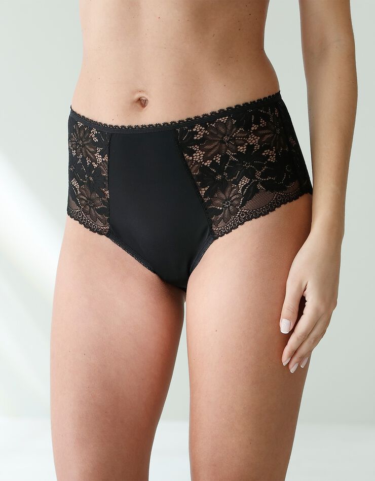 Culotte forme maxi microfibre et dentelle stretch - lot de 2 (noir) Culotte forme maxi microfibre et dentelle stretch - lot de 2 (noir)