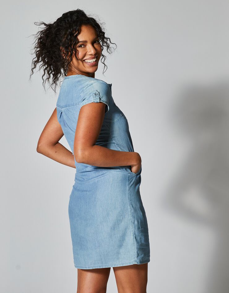 Robe col tunisien, denim léger (bleached)