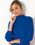 Pull col montant long, maille côtelée (bleu vif)
