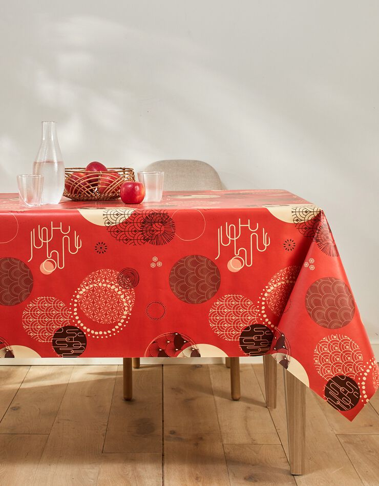 Nappe toile cirée imprimé Asiatique (rouge)