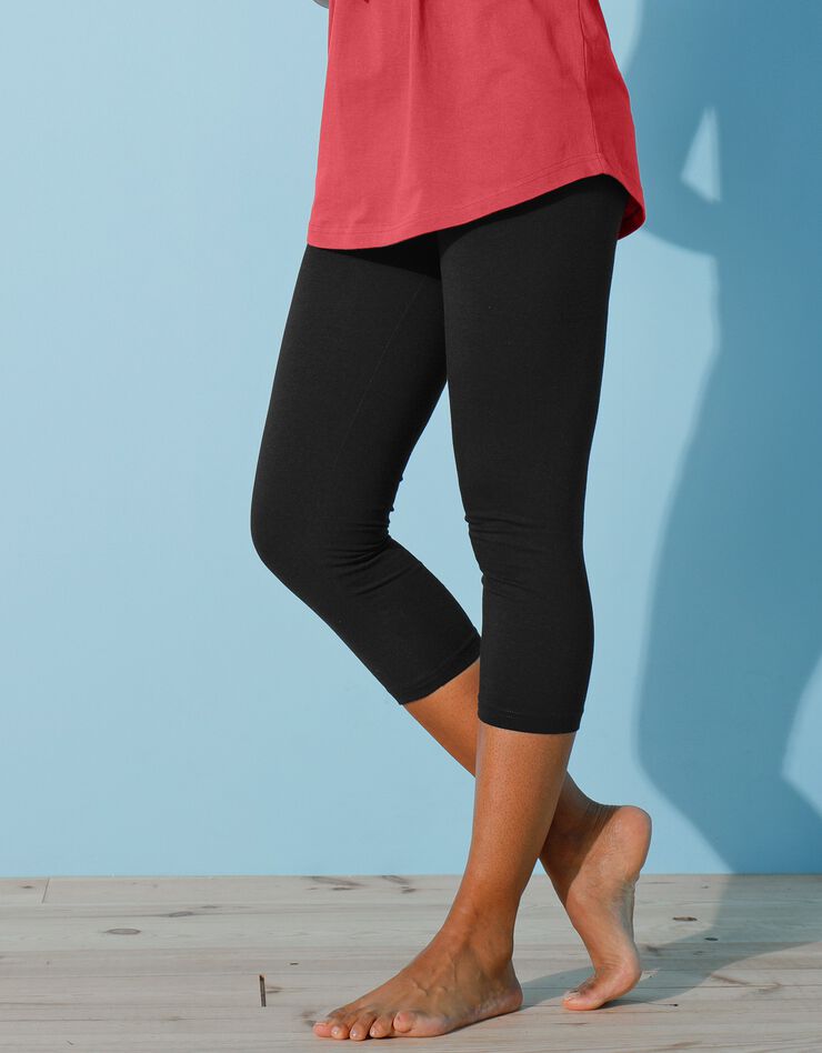 Corsaire extensible taille élastiquée - lot de 3 (noir + marine + gris foncé)