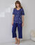Pyjama pantacourt en coton imprimé "coeurs" (marine / blanc)