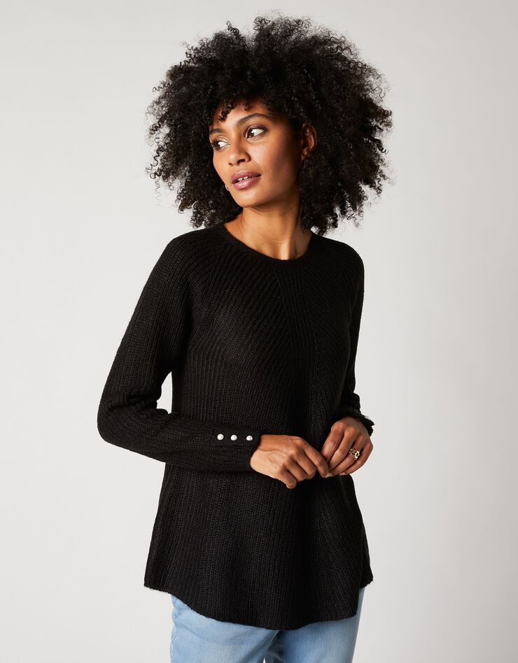 Pull évasé maille anglaise (noir) Pull évasé maille anglaise (noir)
