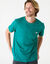 T-shirt poche uni col rond manches courtes    (vert canard)