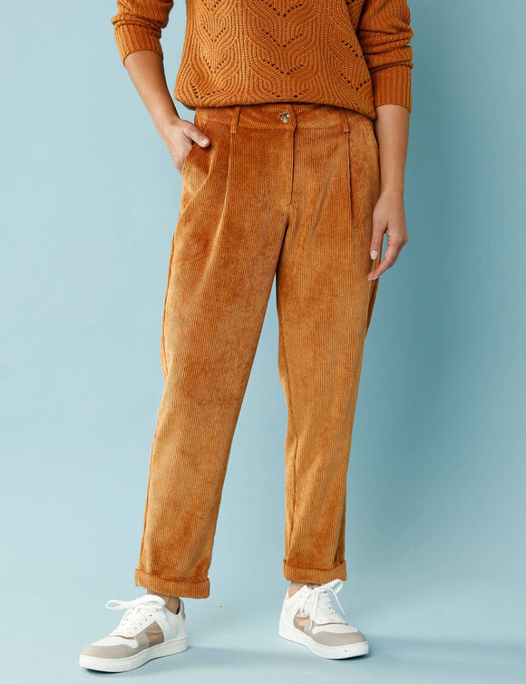 Pantalon 7/8&egrave;me en velours, Sp&eacute;cial Petites (miel)