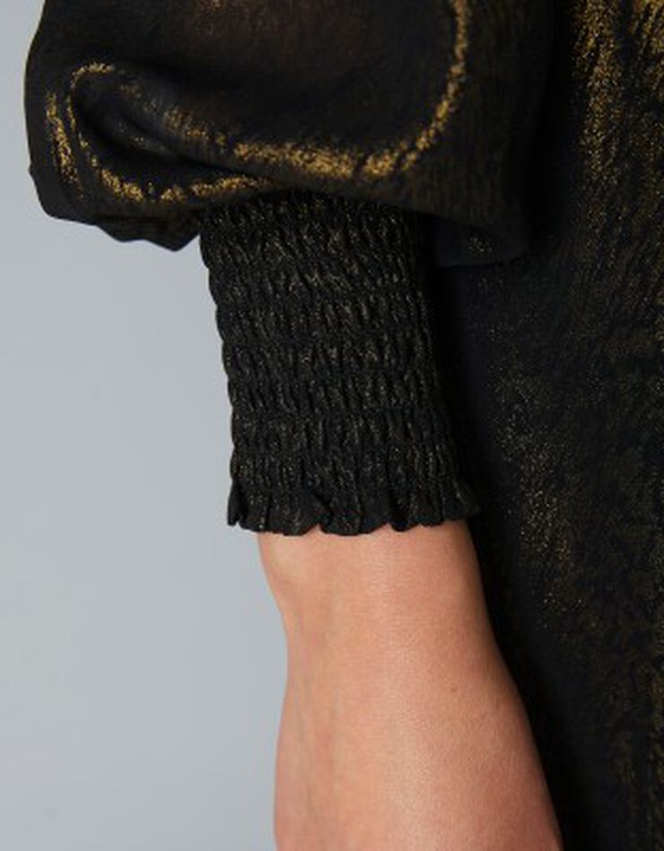 Robe évasée imprimé animalier doré - manches longues (noir / doré) Robe évasée imprimé animalier doré - manches longues (noir / doré)