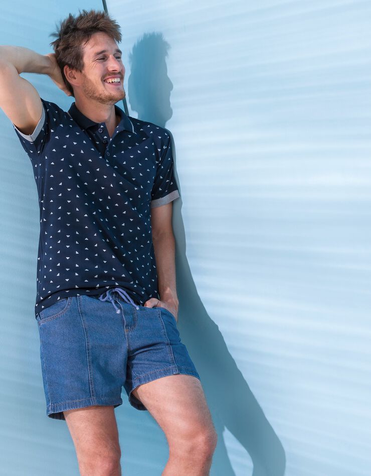 Short denim léger taille élastiquée (stone) Short denim léger taille élastiquée (stone)