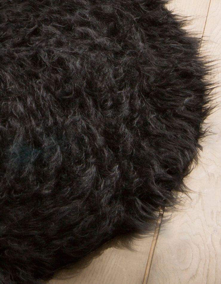 Tapis rond poils longs (noir)