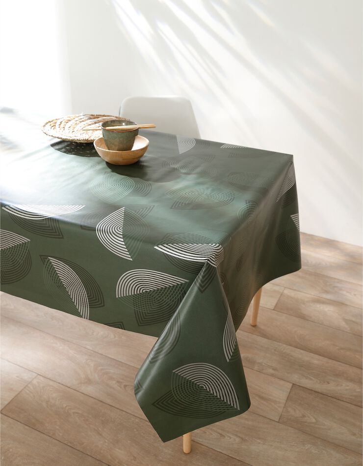 Nappe toile cirée motifs feuilles (vert)