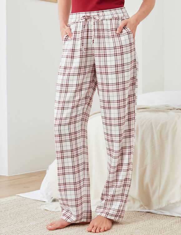 Pantalon de pyjama tiss&eacute; teint carreaux (&eacute;cru / rose)