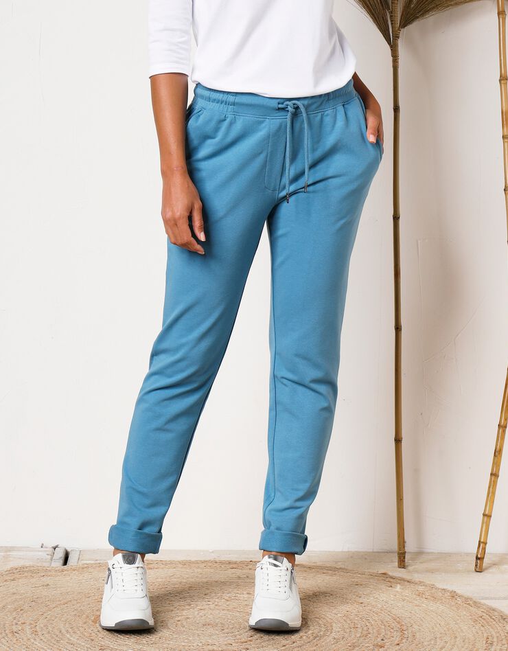 Pantalon jogpant ceinture élastiquée molleton  (bleu grisé)