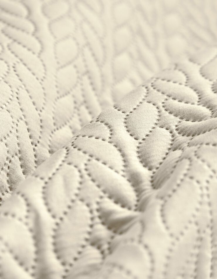 Couvre-lit matelassé microfibre motif géométrique (beige)