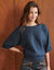 Pull boite uni, manches chauve-souris (bleu fonc&eacute;)