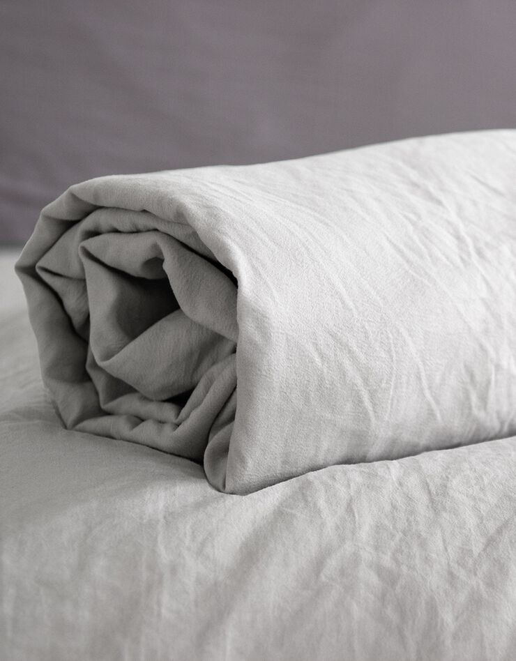 Drap-housse uni microfibre lavée bonnet 28 cm (gris clair)