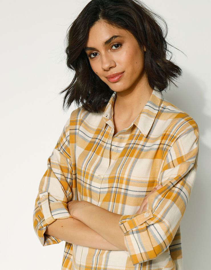 Chemise flanelle à carreaux (écru / miel) Chemise flanelle à carreaux (écru / miel)