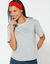 T-shirt boîte manches coudes (gris chiné)