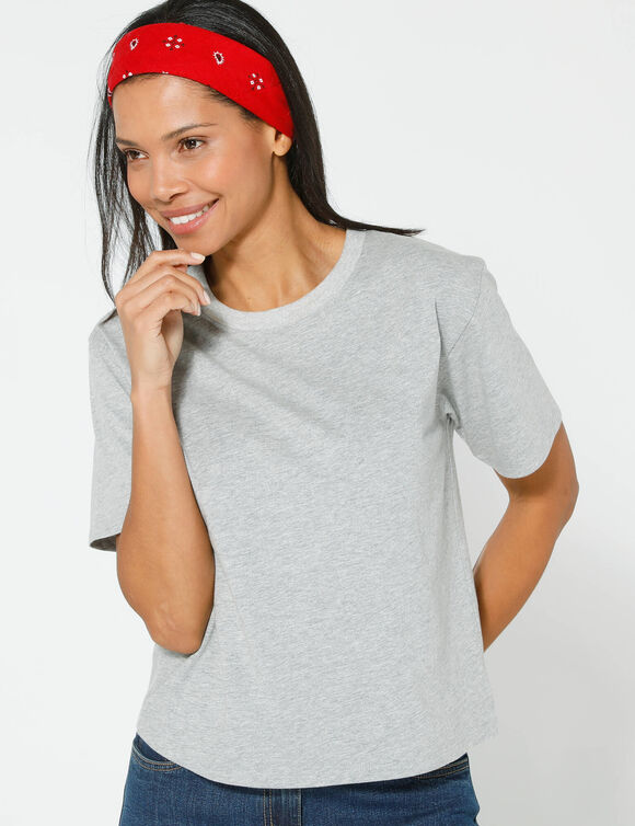 T-shirt boîte manches coudes (gris chiné)