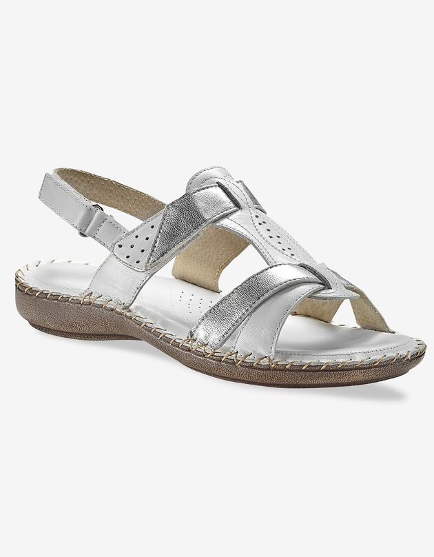 Sandales bicolores en cuir extra souple (blanc)
