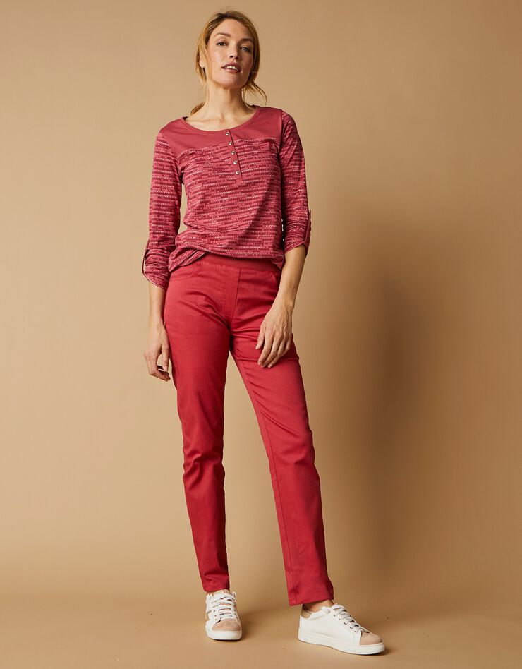 Pantalon droit "ultra confort" taille élastiquée (tomette) Pantalon droit "ultra confort" taille élastiquée (tomette)