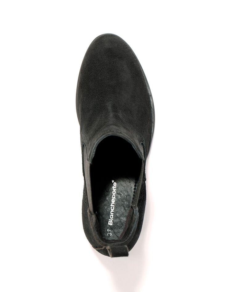 Boots élastiquées perforées Chelsea en croûte de cuir (noir)