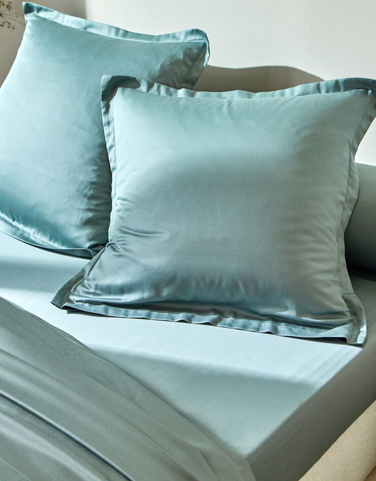 Linge de lit satin uni (vert grisé)