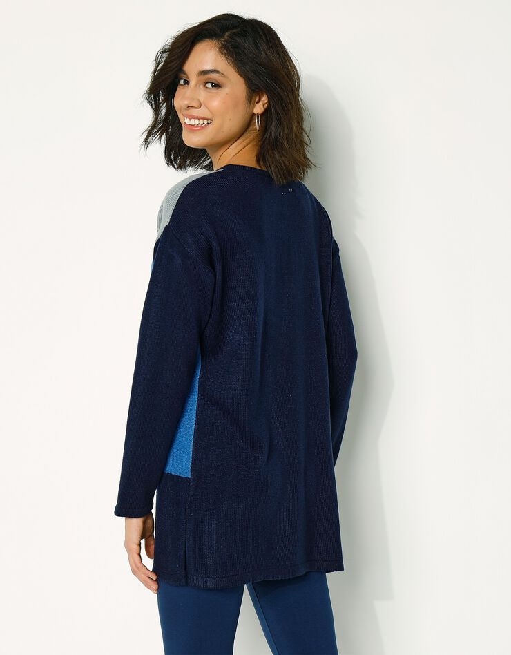 Pull long motifs patch effet graphique. (marine / bleu) Pull long motifs patch effet graphique. (marine / bleu)