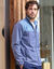 Sweat zippé col montant maille doublée molleton (bleu chiné)