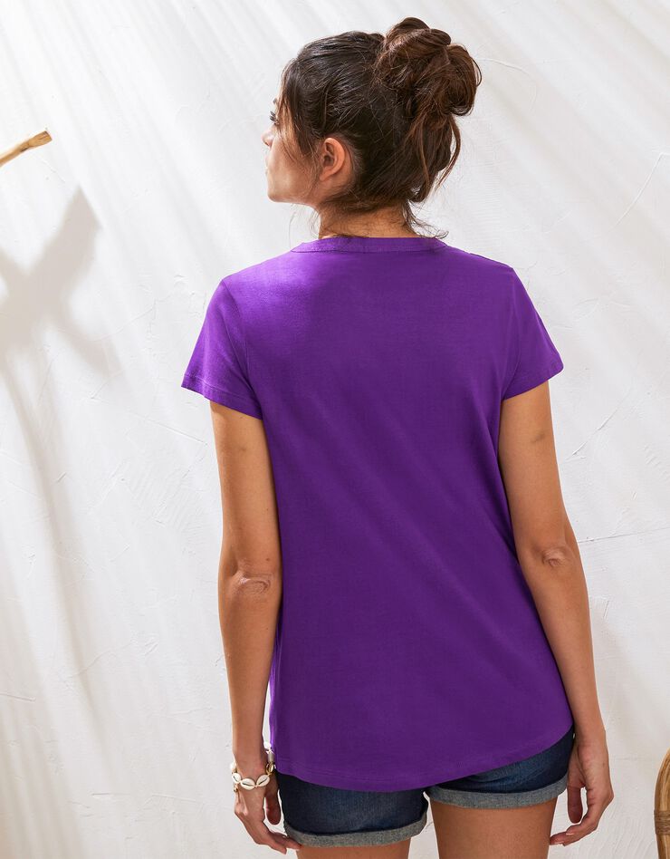 Tee-shirt boutonné broderie anglaise (violet) Tee-shirt boutonné broderie anglaise (violet)