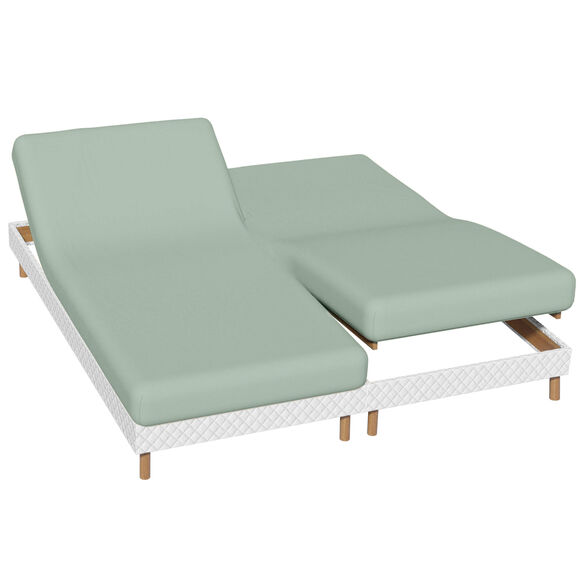 Drap-housse uni sommier articulé flanelle bonnets 26 cm (vert amande)