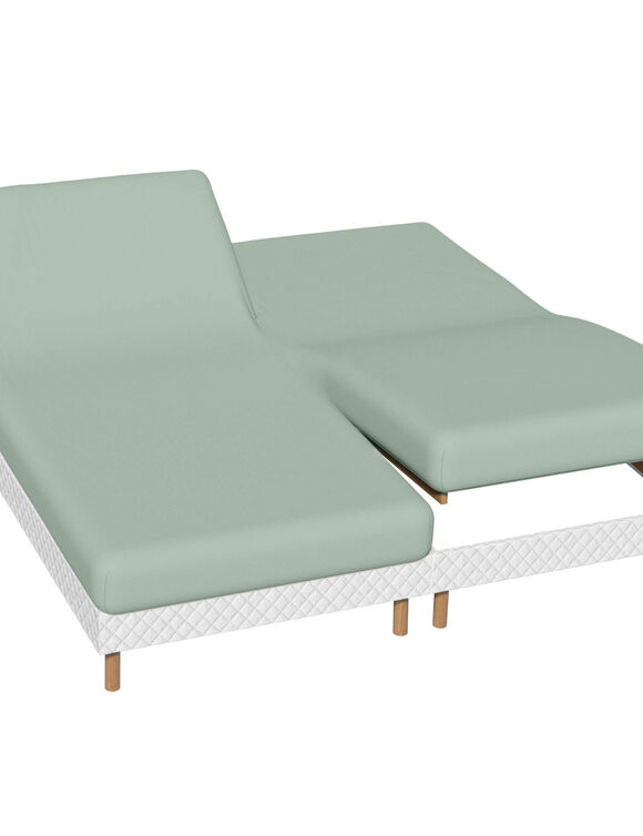 Drap-housse uni sommier articulé flanelle bonnets 26 cm (vert amande)