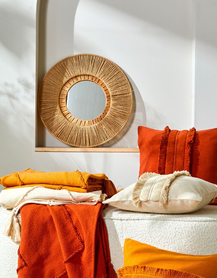 Miroir rond en rotin (rotin)