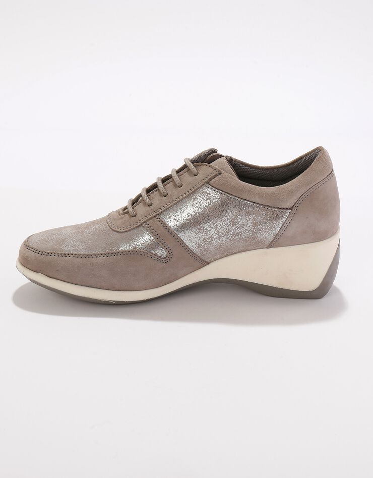 Baskets zippées compensées en cuir femme (gris clair)