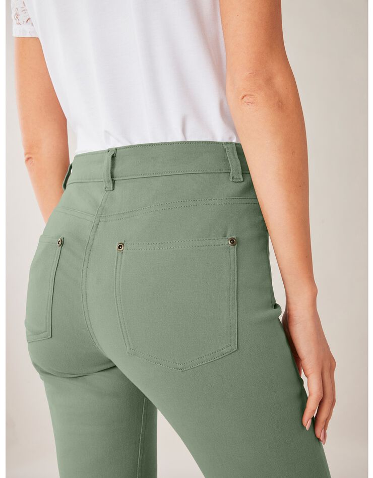 Pantalon droit stretch (vert grisé)