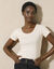 T-shirt col rond uni manches courtes en coton biologique(**) (beige)
