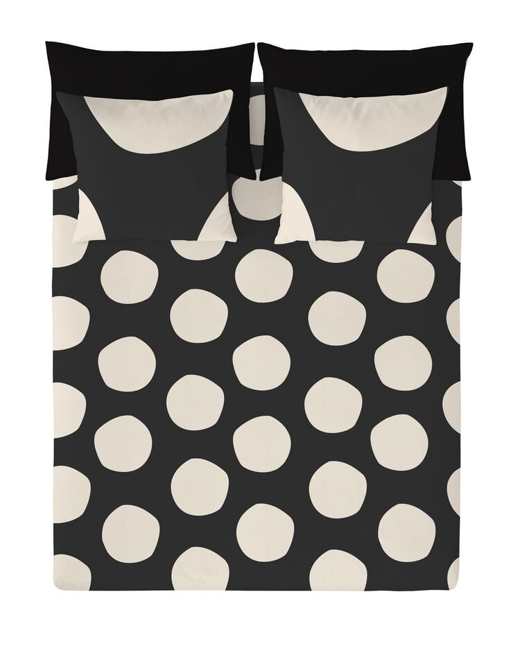 Linge de lit pois coton (noir / écru)