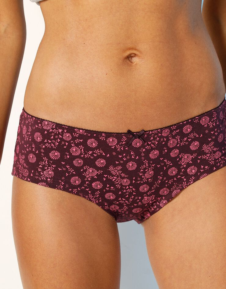 Shorty imprimé «flocons» en coton – Lot de 4 assortis (prune / fuchsia) Shorty imprimé «flocons» en coton – Lot de 4 assortis (prune / fuchsia)