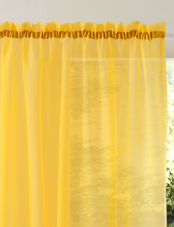 Panneau voile uni finition galon fronceur (jaune)